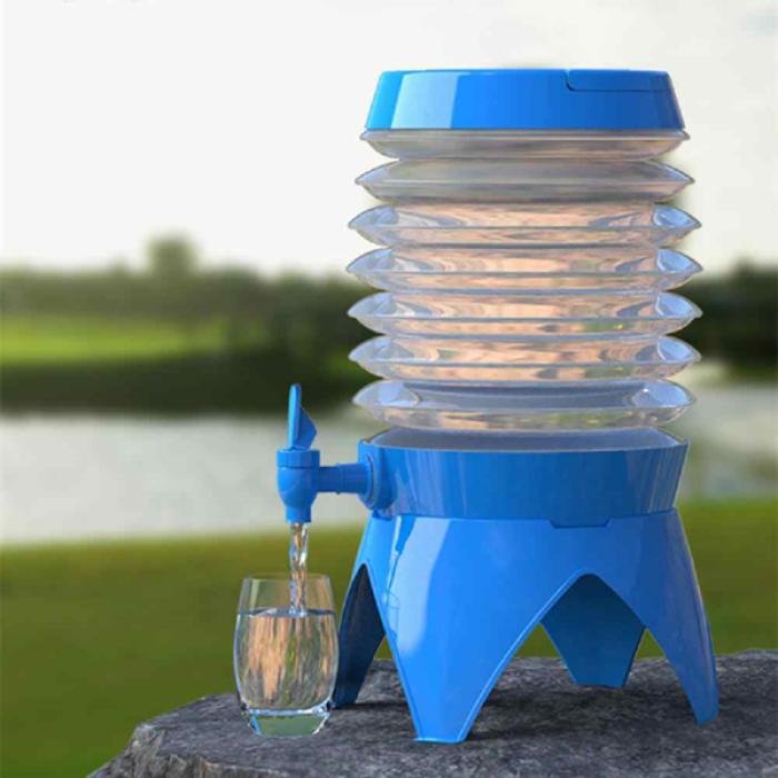 food grade 5.5L plastic party water dispenser switch tap 4 legs holder folding bucket